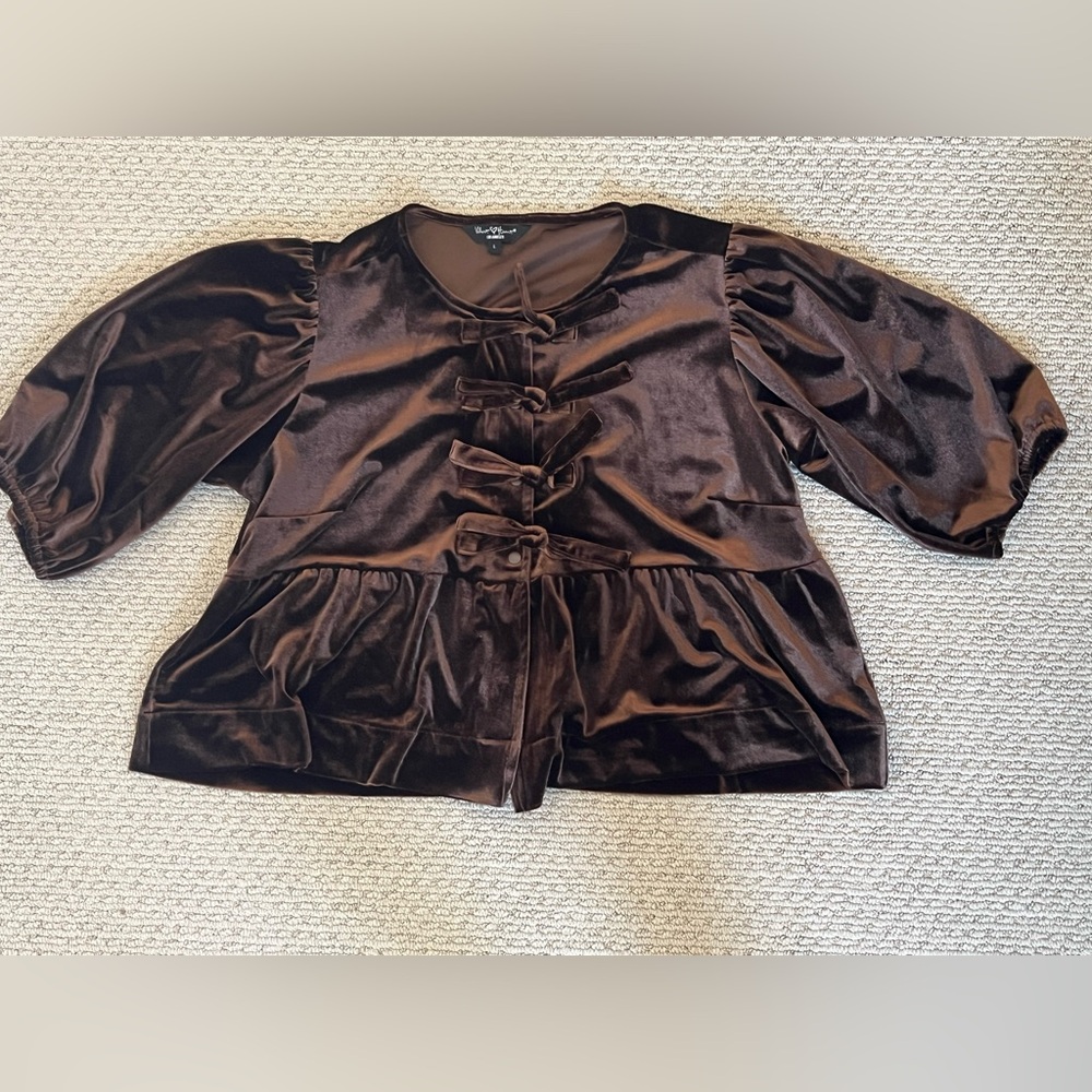 Velvet Heart Brown Velvet Bow-Front Jacket